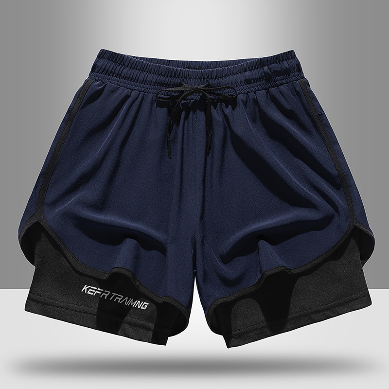 Falsamente dos pantalones de baloncesto americano de cinco puntos pantalones cortos deportivos de verano hombres y mujeres de secado rápido entrenamiento de carrera casual forro de fitness