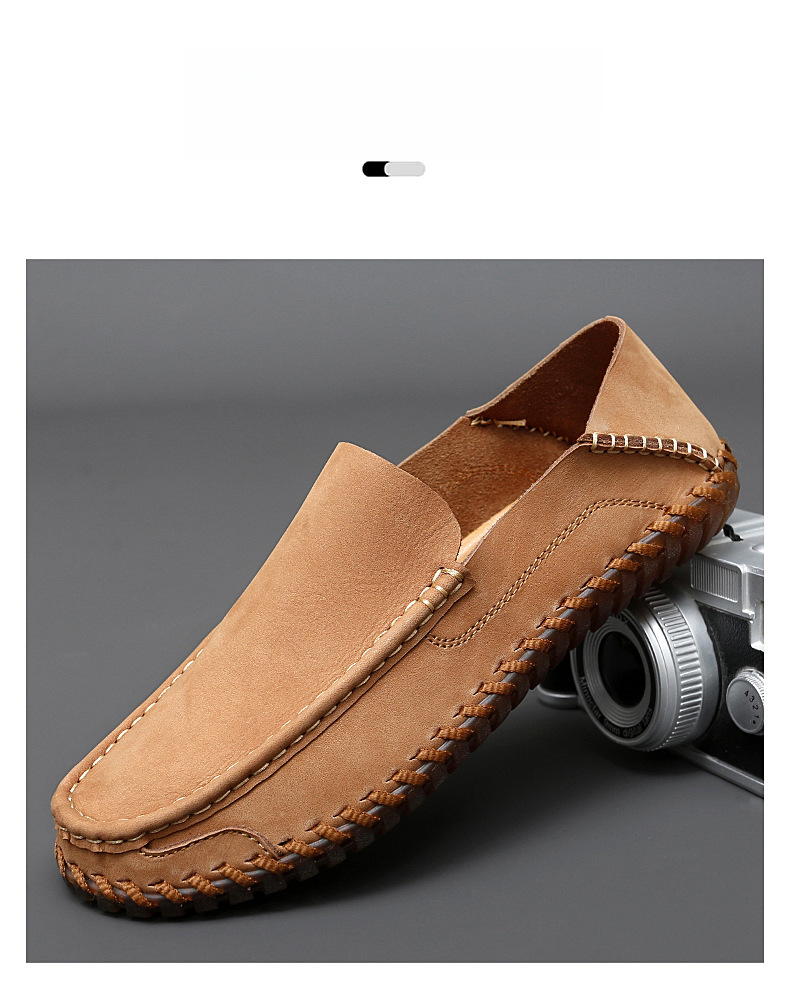Large size handmade loafers with small outdoor driving shoes_voghion.com