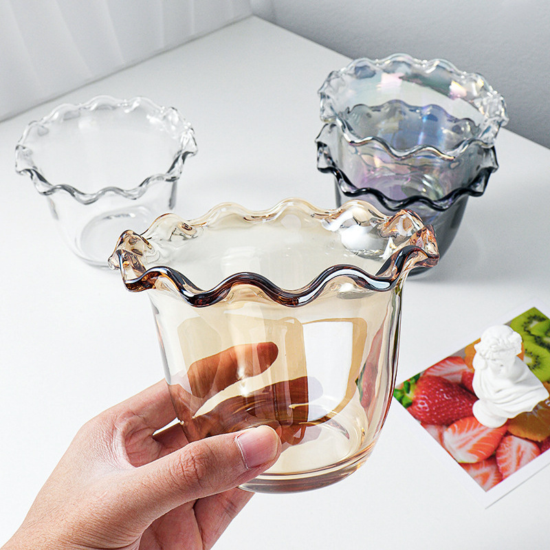 Lace Dessert Glass Bowl Bird's Nest Bowl Fruit Salad Oatmeal Yogurt Bowl High-value Tableware Sugar Water Snack Bowl