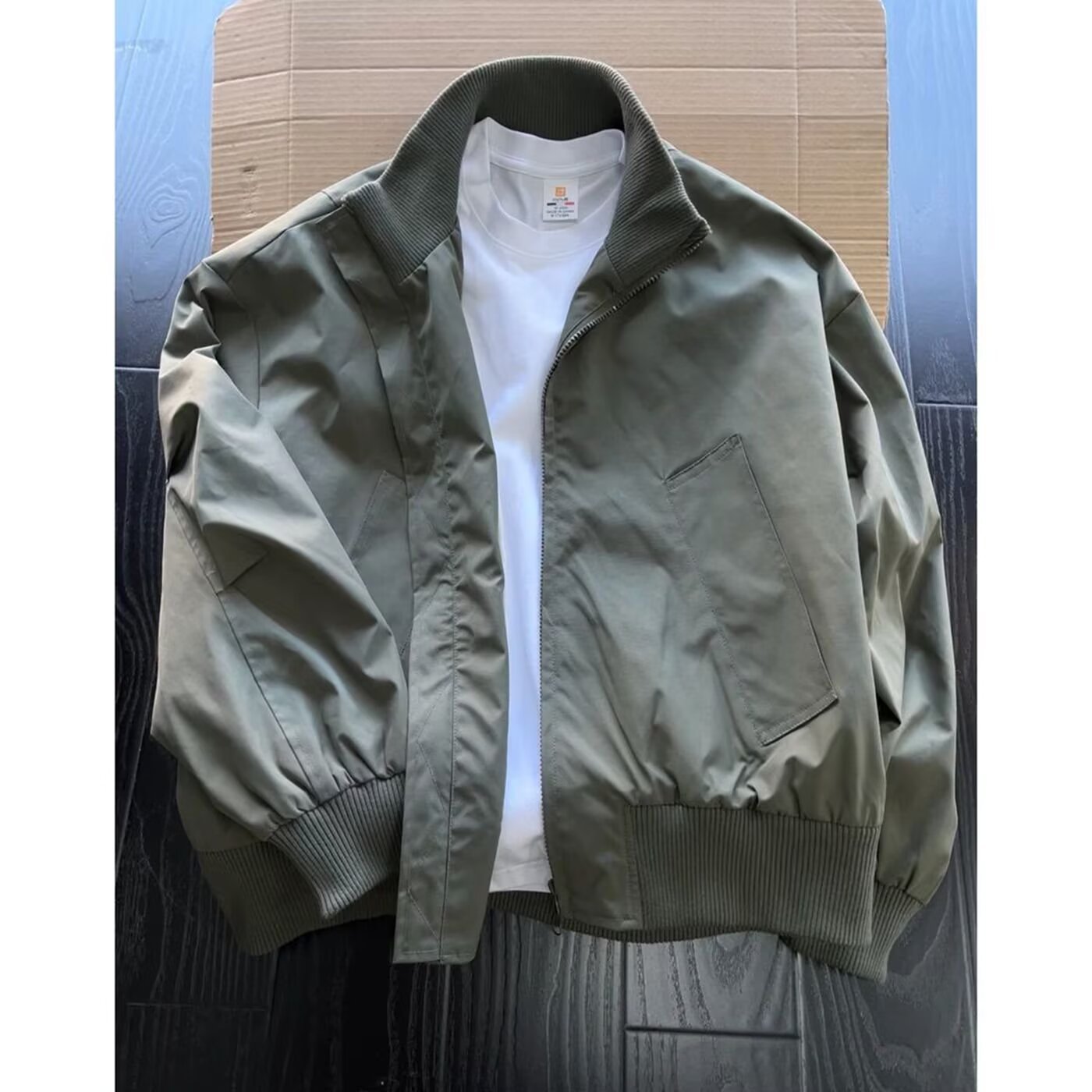 Chaqueta de piloto corta de estilo marrón americano de otoño bombarderos de cuello de béisbol chaqueta de trabajo de alto nivel
