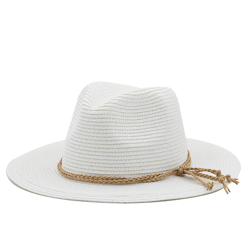 Straw Material Bow Knot Pattern Summer Season Women's Simple Style Classic Style Bow Knot Flat Eaves Straw Hat
