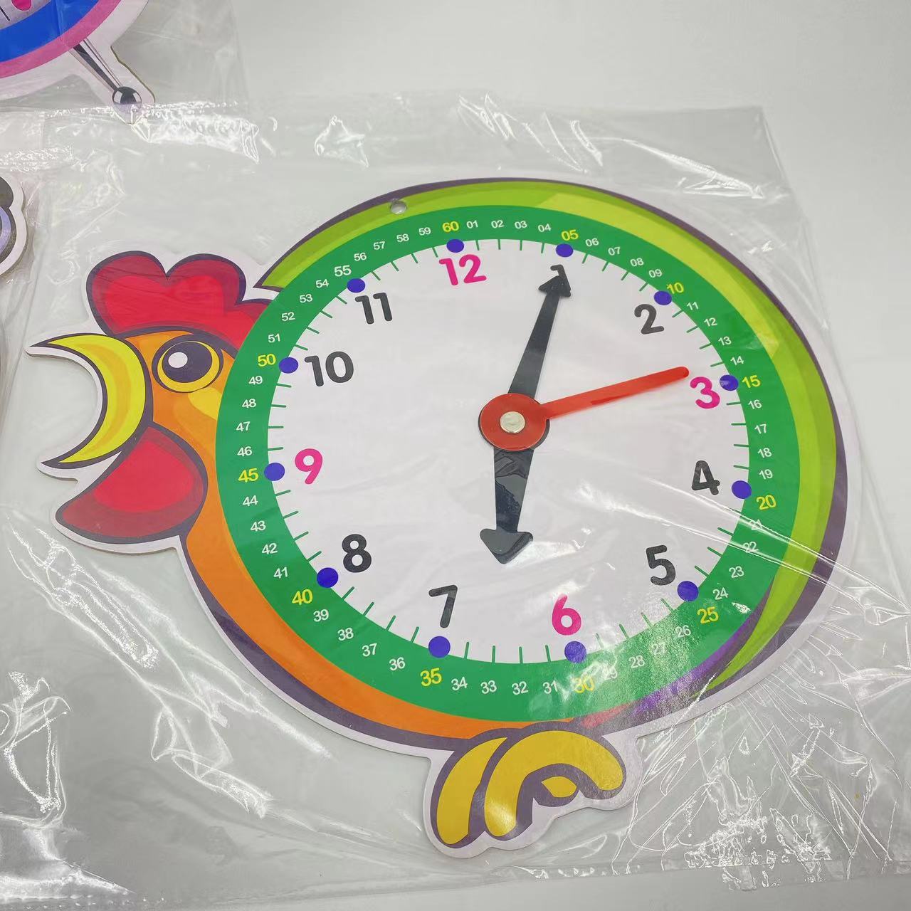 Tarjeta de reloj de enseñanza para niños herramientas de aprendizaje de la primera infancia Reconocimiento de reloj de cartón minuto y segundo dispositivo de aprendizaje de tres pines