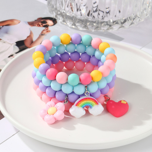 European and American popular bracelet set, Instagram-style cartoon dopamine style, Malong layered beaded bracelet set