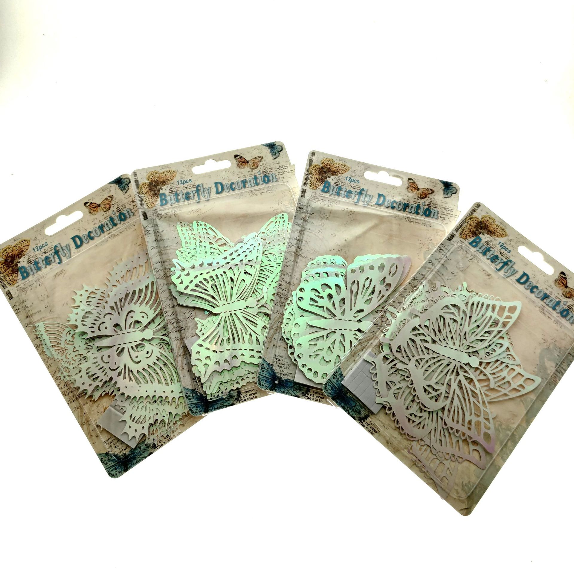 【厂家定 制】幻彩立体蝴蝶贴纸 激光雕刻蝴蝶贴 镭射3D蝴蝶套装