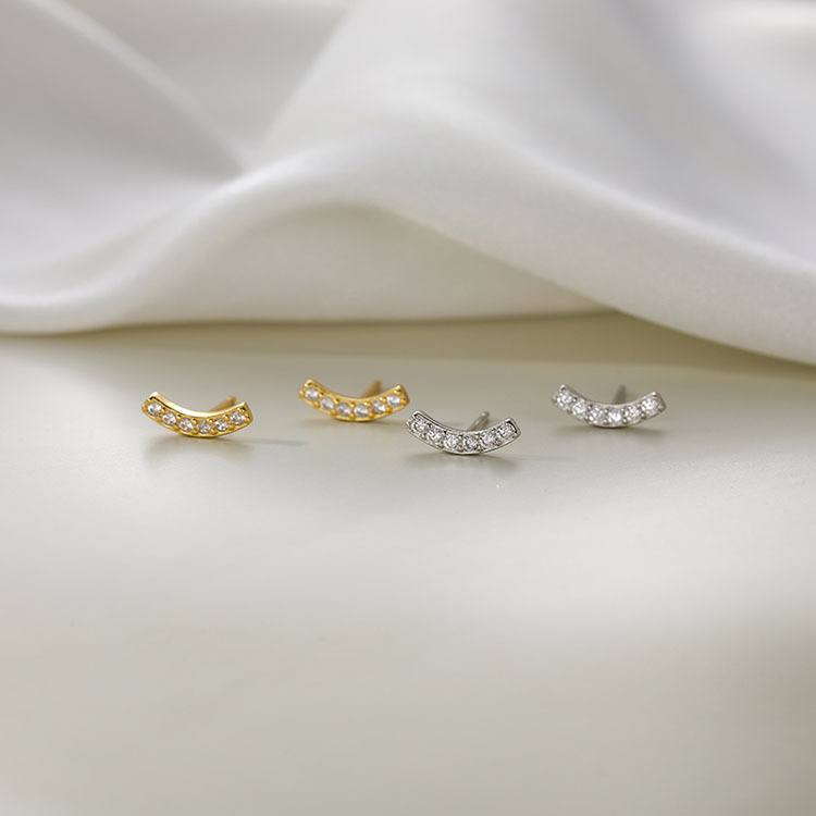 Sunburst Diamond Smile Earrings For Women Elegant Unique Studs_voghion.com