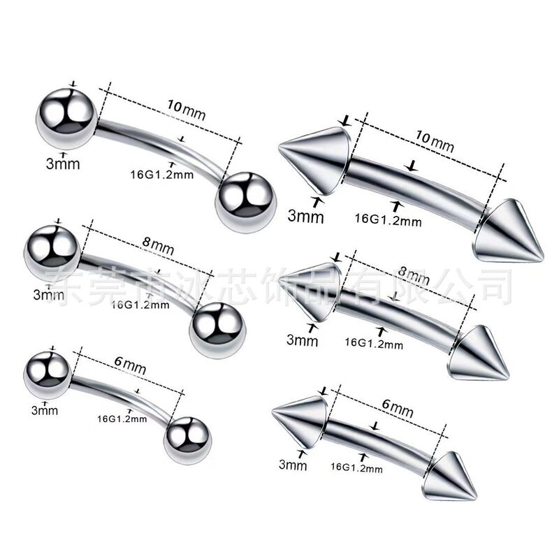 Amazon best selling DIY body piercing jewelry external thread curved rod eyebrow nail finger bone nail ear bone nail earrings wholesale