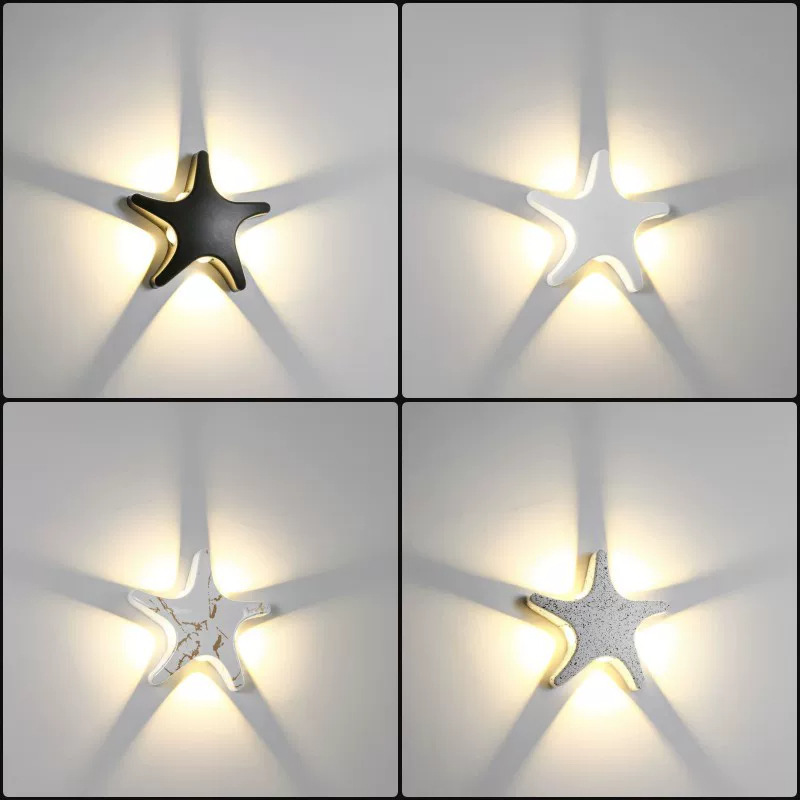 LED outdoor wall lights for beach villas, gardens, hotels, aquariums, and restaurants; creative and unique starfish-themed wall decorations