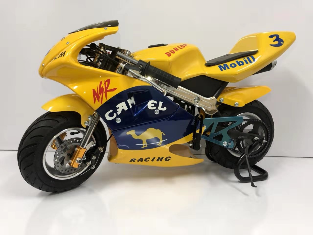 新款49CC迷妳小跑車 二沖程時尚易拉電啓動摩托車 小跑小型趴賽摩