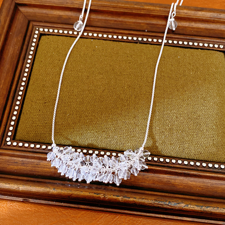 Collar de cuentas de vidrio frío temperamento de moda suéter cadena de lujo ligero conjunto de joyería al por mayor
