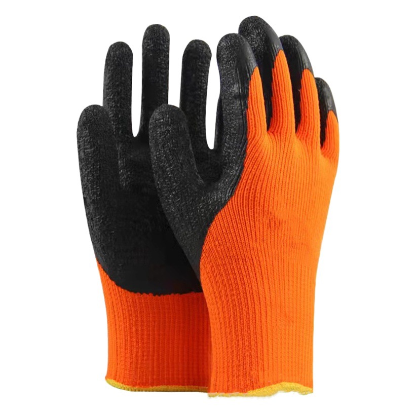 Forrado de vellón cálido forro de terciopelo guantes de protección laboral en relieve Terry espuma arrugas invierno almacenamiento en frío trabajo protector colgando guantes de goma