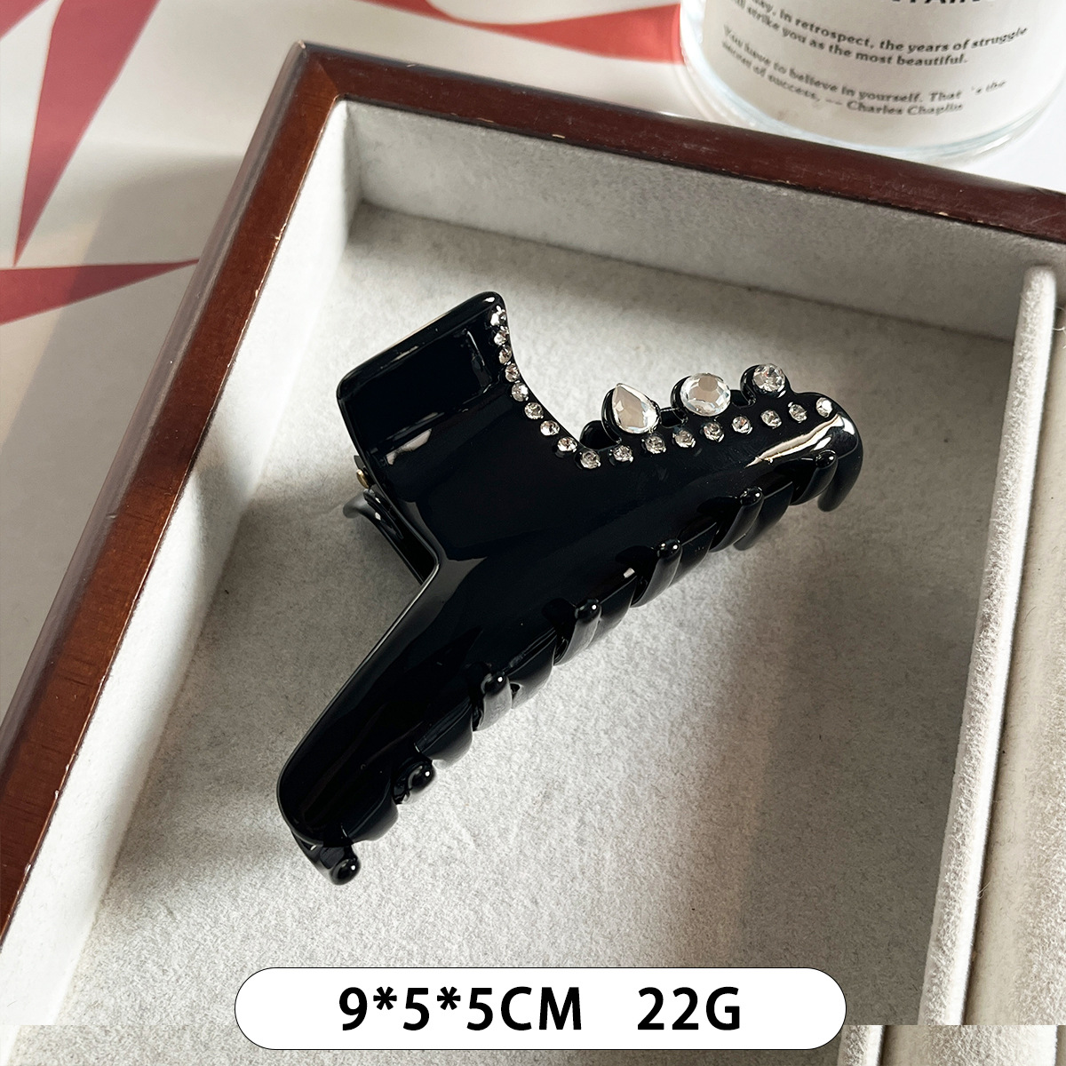 Clip de acético francés Alexander con clip de tiburón de diamante de alta calidad, clip de cabello grande detrás de la cabeza.