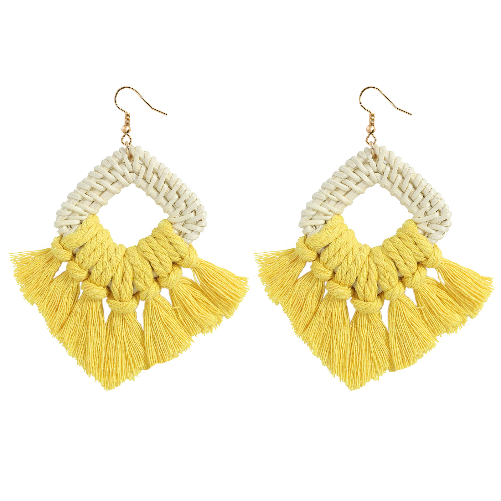 Casual Ethnic Style Geometric Cotton Thread Tassel Women's Drop Earrings 1 Pair display picture 3