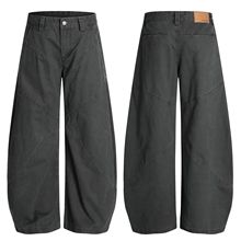 鱼小兔黑色弯刀工装裤男女同款美式高街裤子高腰显瘦休闲百搭直筒