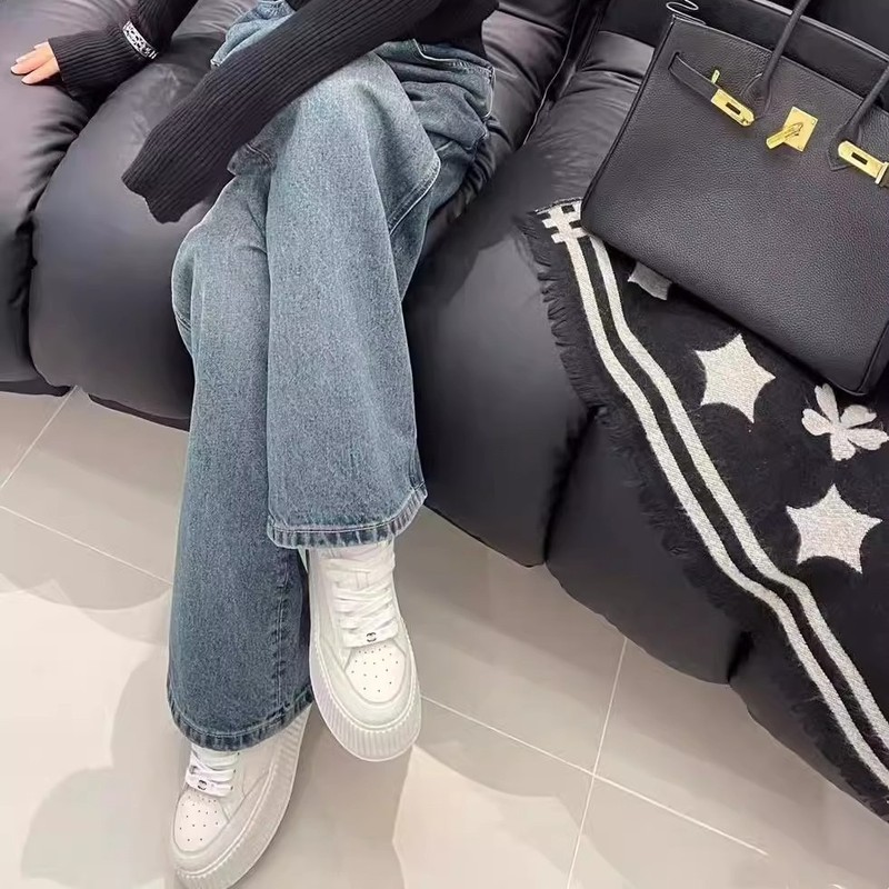 小香风熊猫板鞋松糕厚底饼干鞋真皮小白鞋女百搭增高休闲小白鞋|undefined