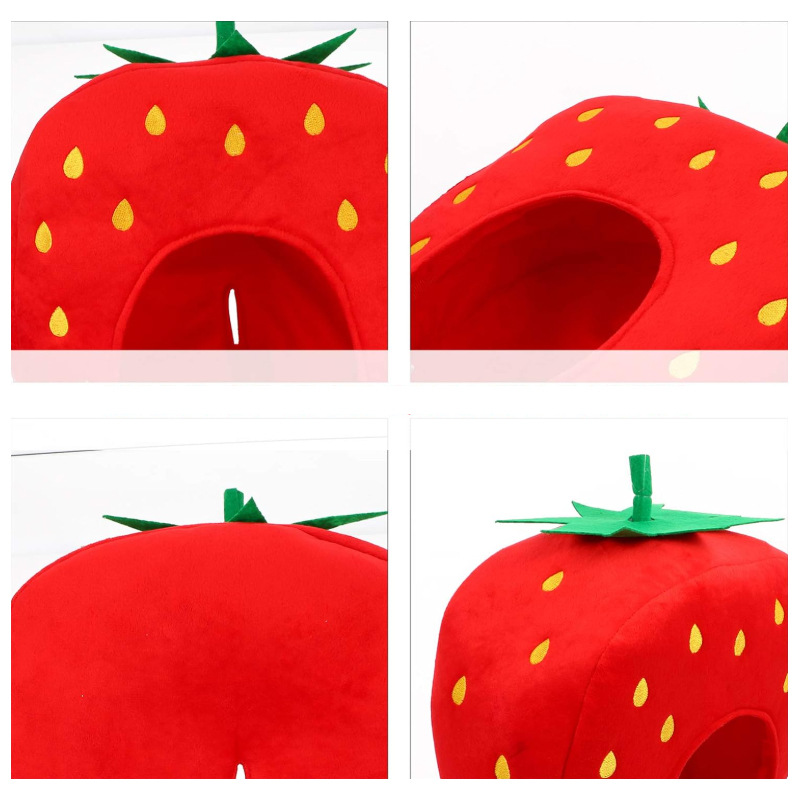 Venta caliente celebridad de Internet lindo sombrero de fresa de felpa sombrero de fresa accesorios para fotos accesorios de fotos sombrero de felpa