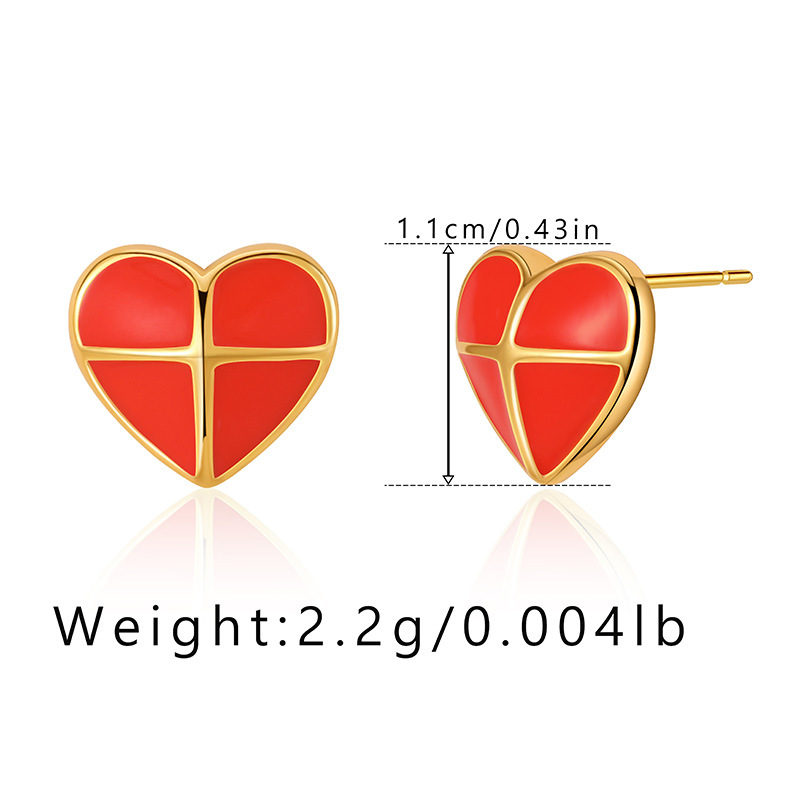 1 Pair Retro Sweet Triangle Devil's Eye Heart Shape Enamel Plating Inlay Copper Zircon 18k Gold Plated Ear Studs display picture 9