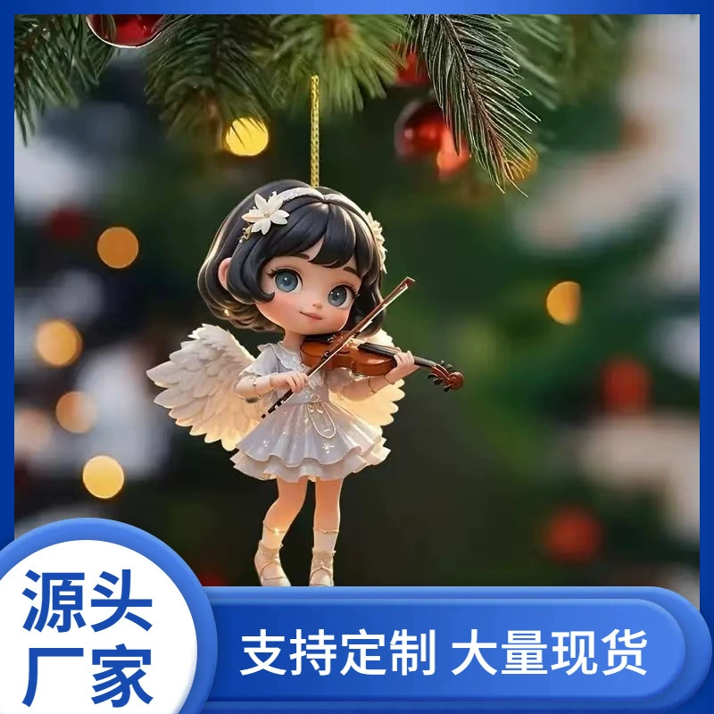 Новый акриловый 2D плоский ангел-скрипач, подвесной орнамент для автомобиля