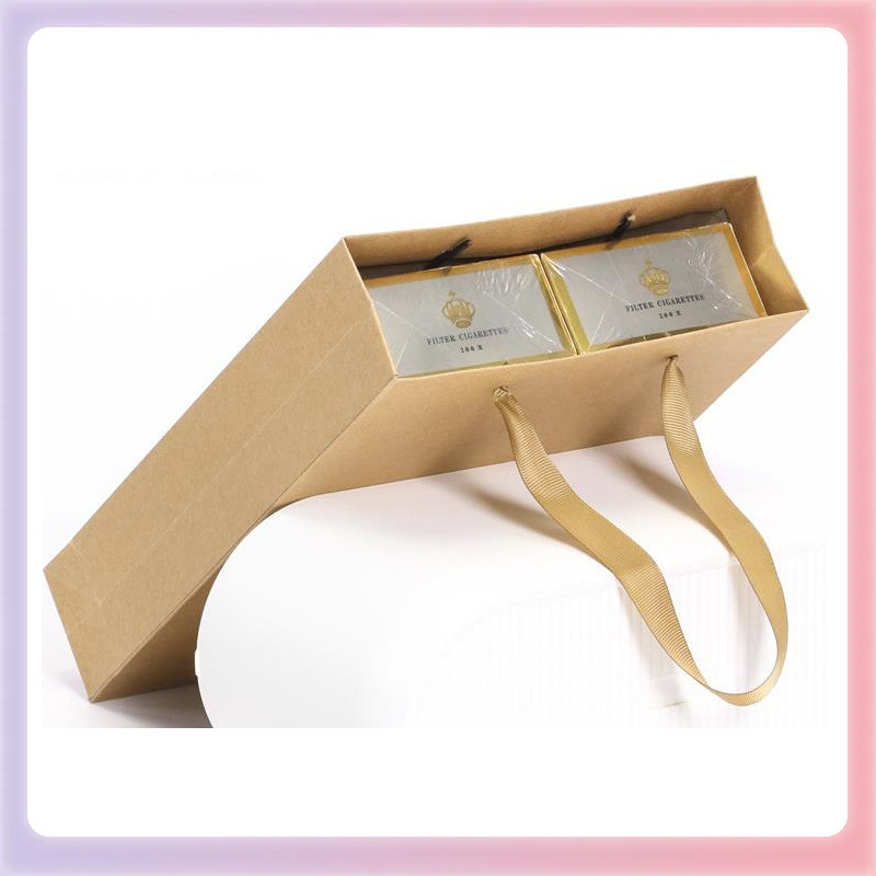 Z7GN香烟礼品袋大方手提纸袋空袋两条烟装卡纸外包装黑色红色送礼