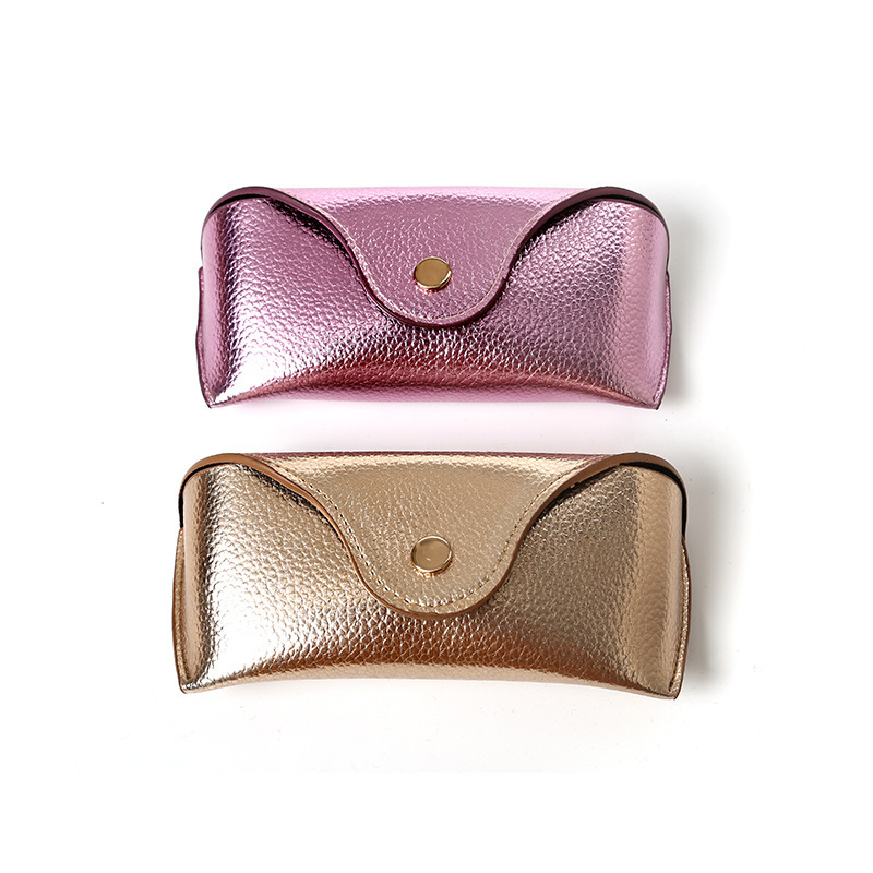 Manufacturers Customize New Metal Color Litchi Pattern Glasses Storage Box Pu Glasses Bag