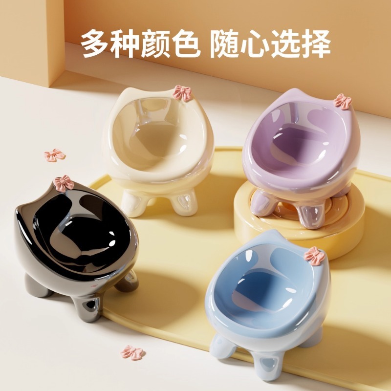 猫碗陶瓷猫咪碗猫饭碗水碗斜口猫粮宠物碗狗碗猫食碗猫盆可爱厂家|undefined