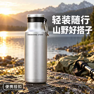 保温杯316不锈钢水杯轻奢高级感运动水壶带提绳户外随行水杯定制