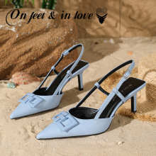 2025年春季新款简约细跟高跟浅口尖头显瘦女凉鞋时尚休闲潮流单鞋