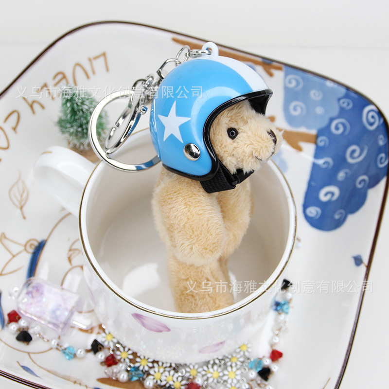 Estilo coreano 9cm pelo largo motocicleta oso muñeca extremidades móvil tire molino de viento motocicleta teléfono móvil colgante bolsa coche