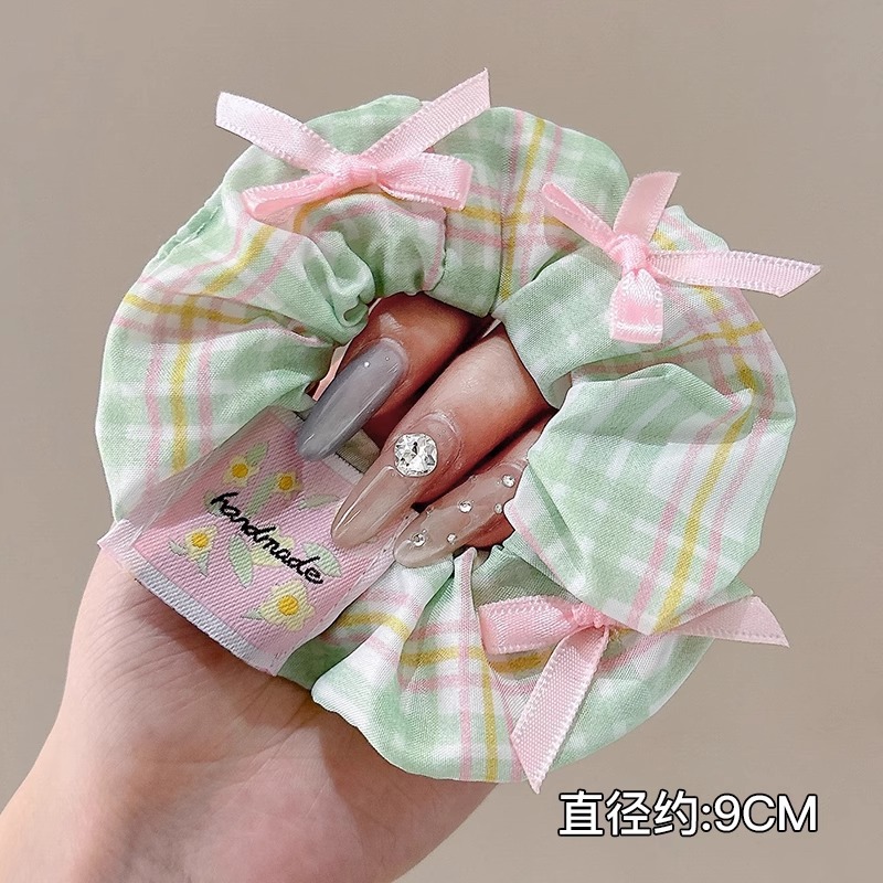 Anillo de pelo de intestino grueso súper grande coreano para mujer 2025 nuevo estilo de alta gama cordón de pelo de encaje plisado temperamento dulce cuerda de cabeza de flor