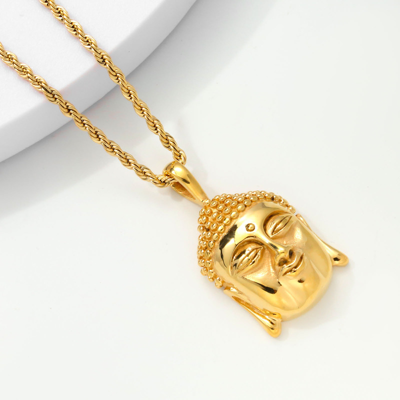 Chinese Style Retro Titanium Steel Casting Smiling Buddha Necklace Pendant Men's Sweater T-Shirt Trendy Wear Accessories Chinese Style Retro Titanium Steel Casting Smiling Buddha Necklace Pendant Men's Sweater T-Shirt Trendy Wear Accessories