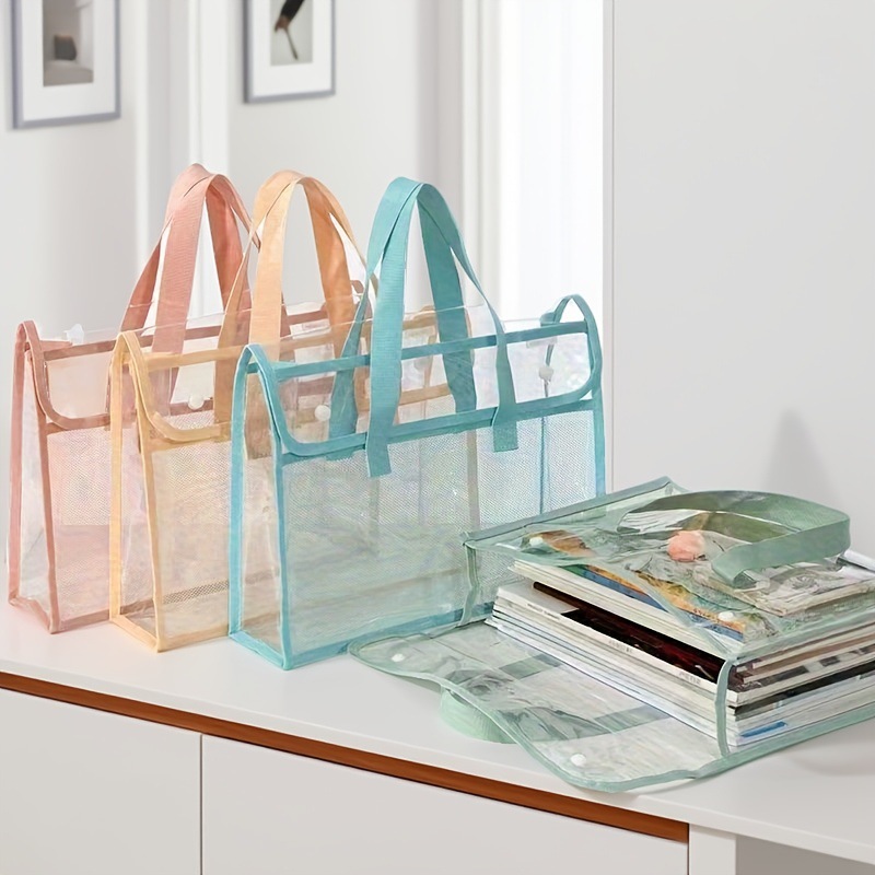 PVC补习袋学生书袋a4文件袋双层透明补课考试手提试卷课本收纳袋