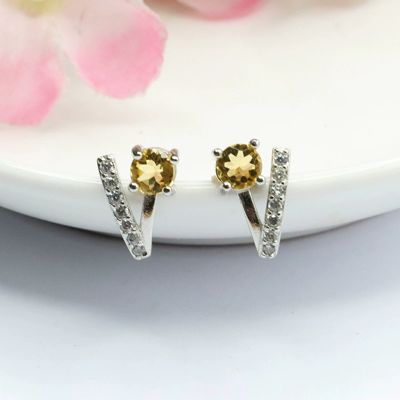 眷钰 Organic crystal earings, earrings, silver needle, accessory, silver 925 sample, wholesale