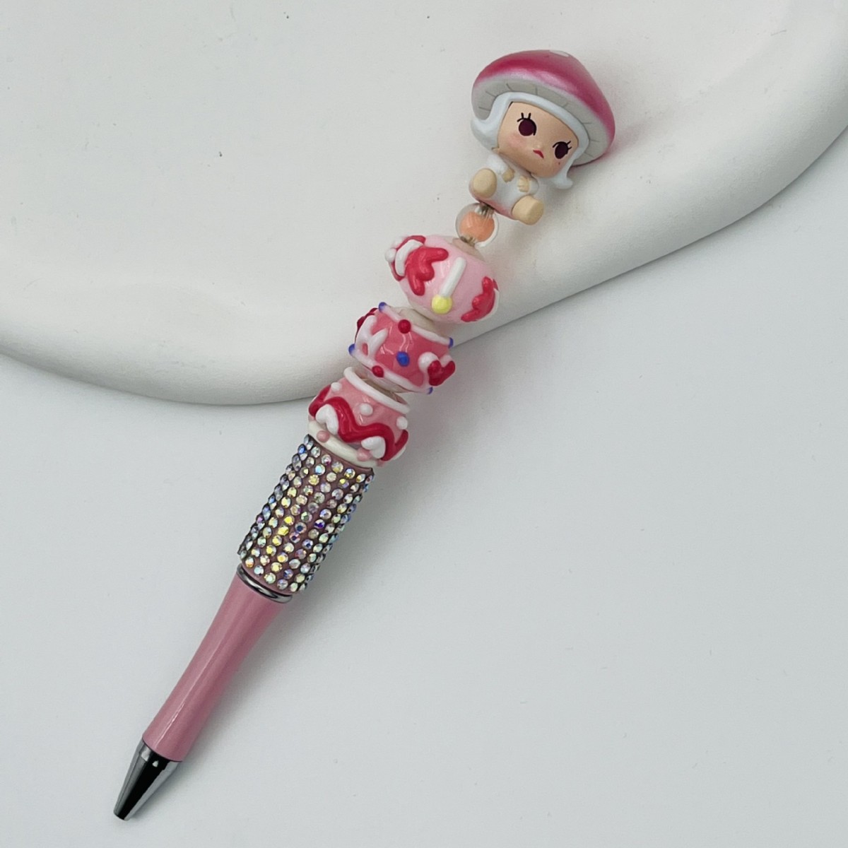 Genuino bolígrafo de granos espumoso, bolígrafo de cuentas encantador, bolígrafo de regalo creativo de dibujo a mano, bolígrafo de bola creativo