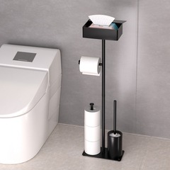 跨境立式廁紙架帶馬桶刷一體整理架浴室落地清潔馬桶刷防潮濕巾盒