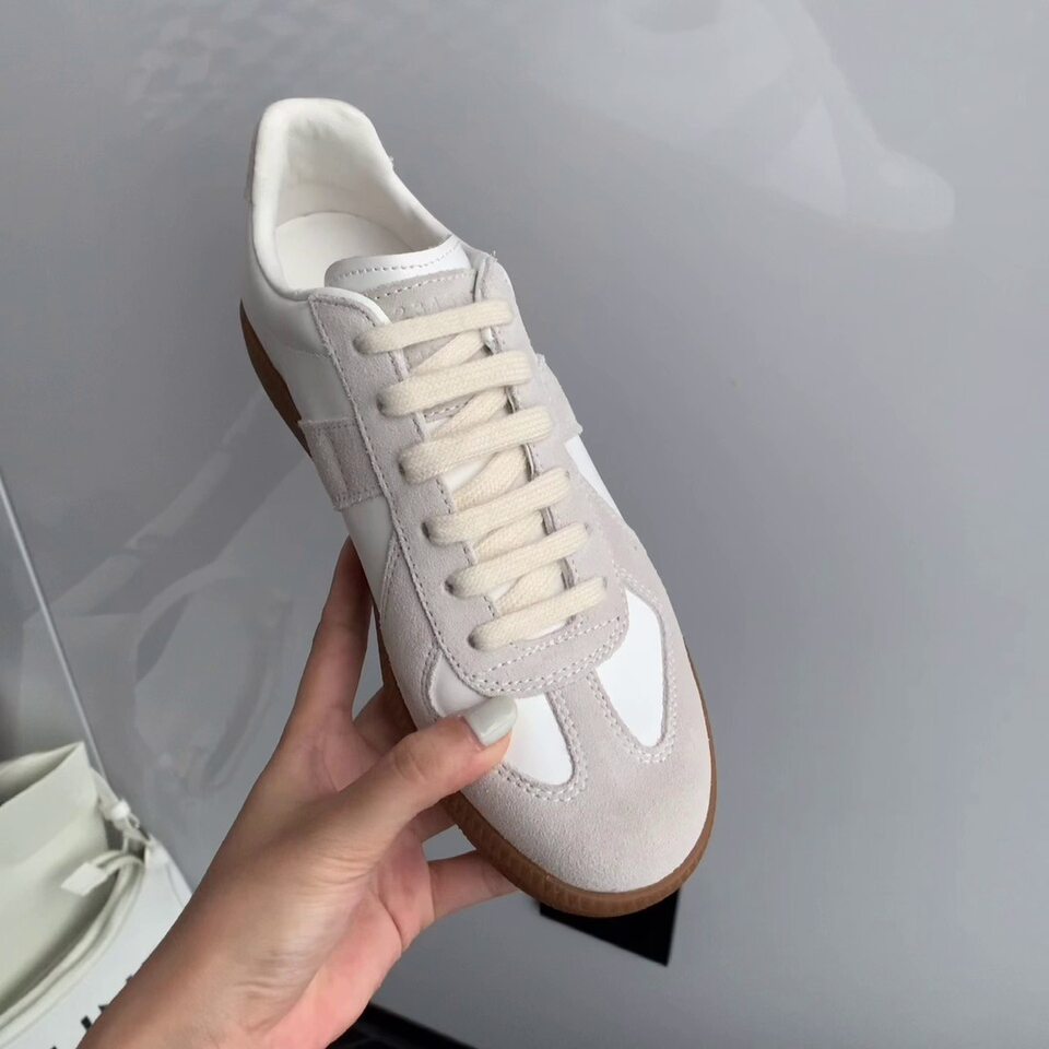 Giày sneaker nữ da thật cổ thấp phong cách tối giản, đế cao su chống trượt — V2 lót nhung, V2 một lớp bên trong