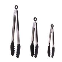 硅胶食物夹食品夹9寸12寸BBQ硅胶夹面包夹耐高温不锈钢夹子烧烤夹