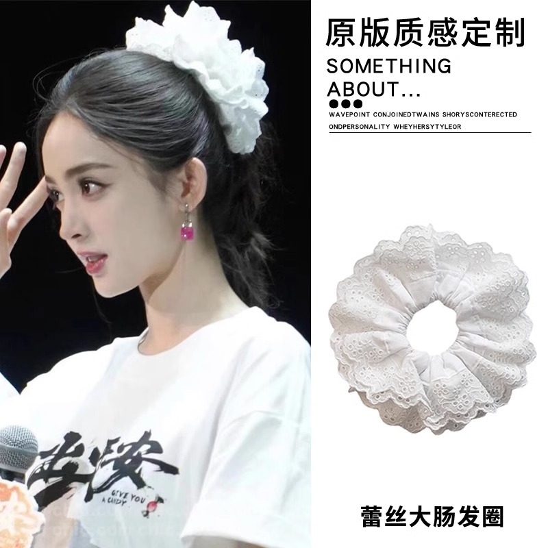 Anchorra encaje rojo anillo de cabello de intestino grueso para mujeres de alta calidad cuerda de cabello cuerda de cabeza roja banda de goma