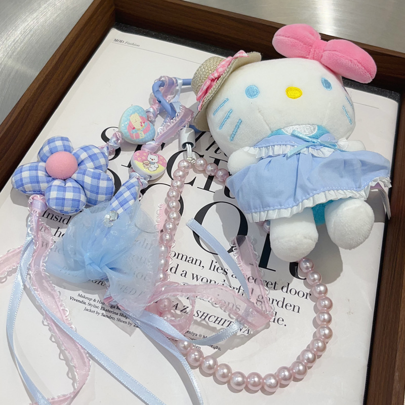 可爱蓝格子公主裙KT立体公仔包包挂件少女心多功能百搭饰品挂件新|undefined