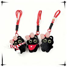卡通黑猫玩偶公仔吱吱叫包包挂件猫咪玩具小挂饰情侣可爱礼物毛绒