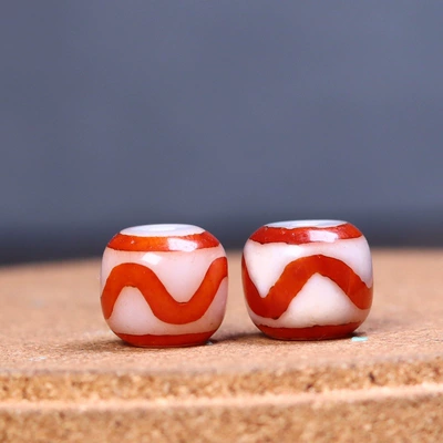 Natural Tiger Tooth One-Line Dzi Beads Agate Jewelry Accessories Bracelet with Spacer Beads DIY Pendant (Zərgərlik ara hissələri) - red-meat-tiger-tooth-beads-approximately-1110mm-in-size