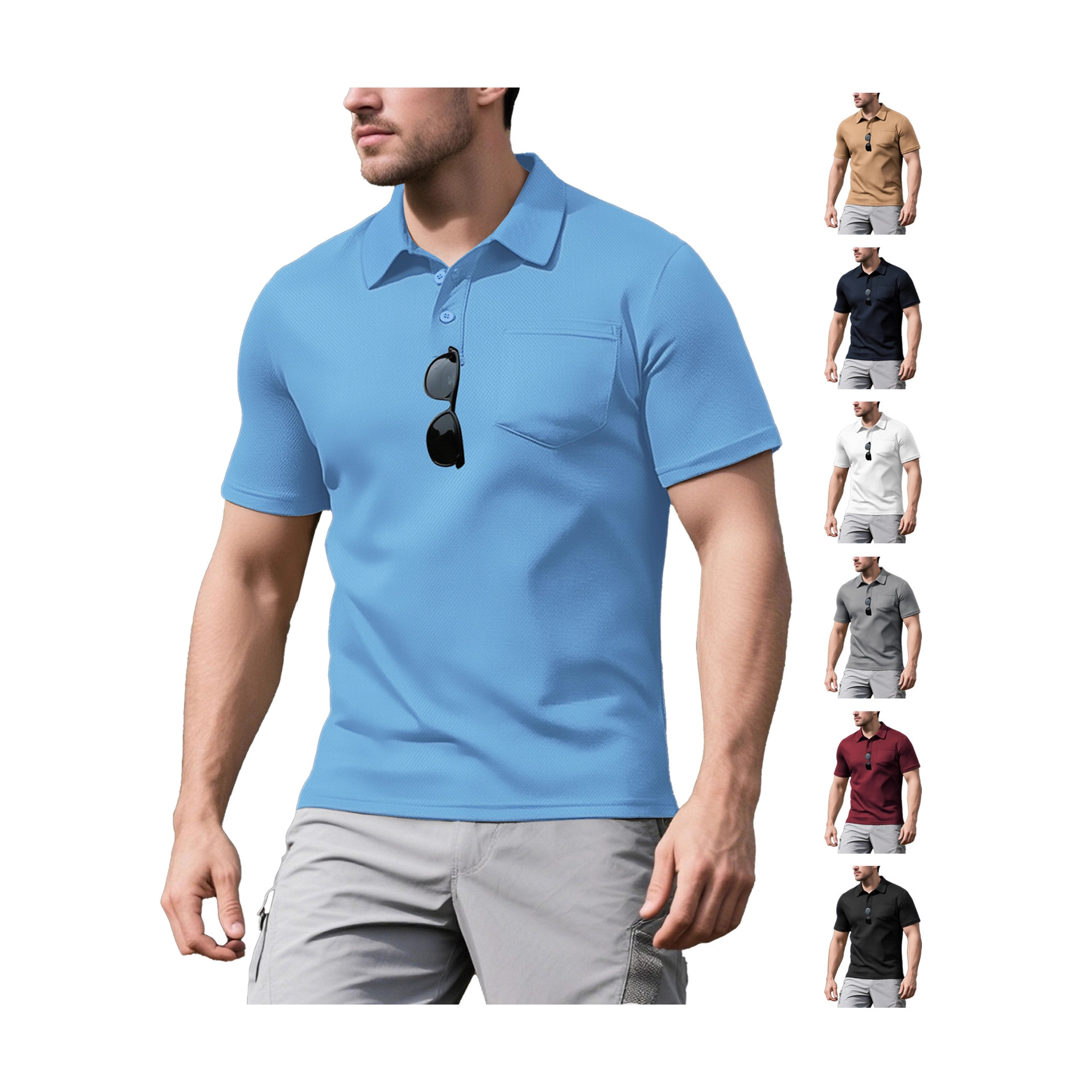 Europa y Estados Unidos transfronterizos hombre polo de verano con solapa de mangas cortas transpirables piel deportiva casual moda de hombre de mangas cortas hombre
