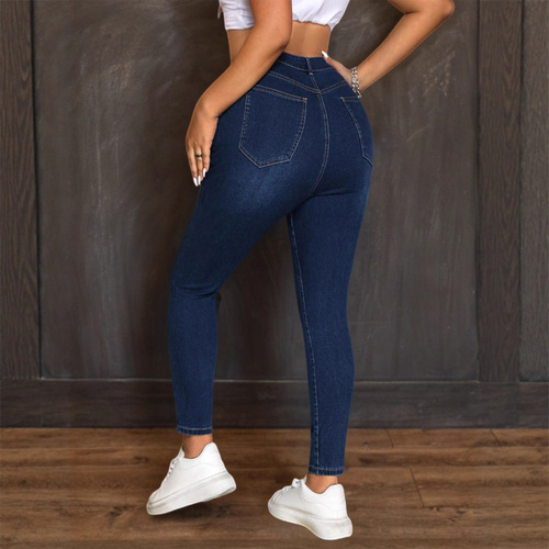 Vintage Deep Blue Full Thigh Mini Skirt Korean Style Hot Girl Polished White Wash Tight Bodice Miniskirt for Women