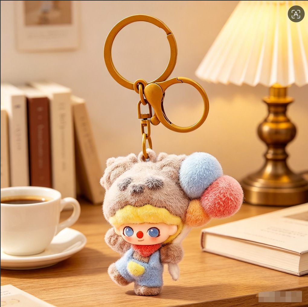 Balloon Didi flocked keychain pendant, cute cartoon Dimoo couple backpack ornament, creative gift wholesale