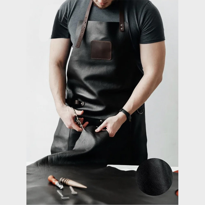 Transfronterizo Amazon PU delantal impermeable de piel café barbería ropa de trabajo delantal de cocina casero logo personalizado