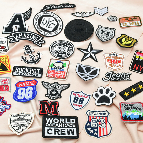 Computerized Embroidered High-Quality Badge English Letter Fabric Backing Adhesive Patch Repair Patch Clothing Accessory Embroidery Label