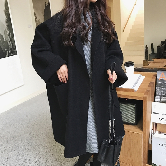 Women's Oversized Wool Blend Coat - Long Plaid Trench Coat For Autumn/Winter Fashion_voghion.com