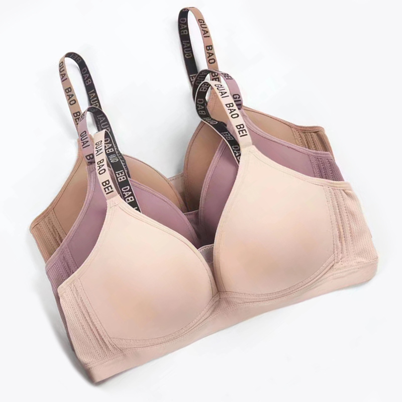 Ropa interior de mujer nueva reunión sin anillo de acero sujetador molde de taza soporte ventilado simple ajustable sujetador de mujer sin marcas