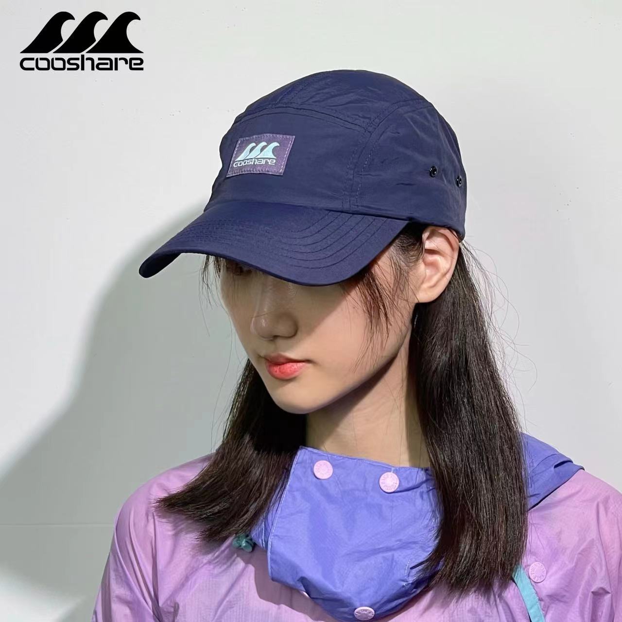 Trendy Brand Color-matching Baseball Hat Summer Sunscreen Hat Women's Anti-ultraviolet Outdoor Sports Five-piece Hat Quick-drying Cap