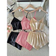 D 46153 Sexy Backs Satin Pajama Set �Ը�˯����װ �羳����