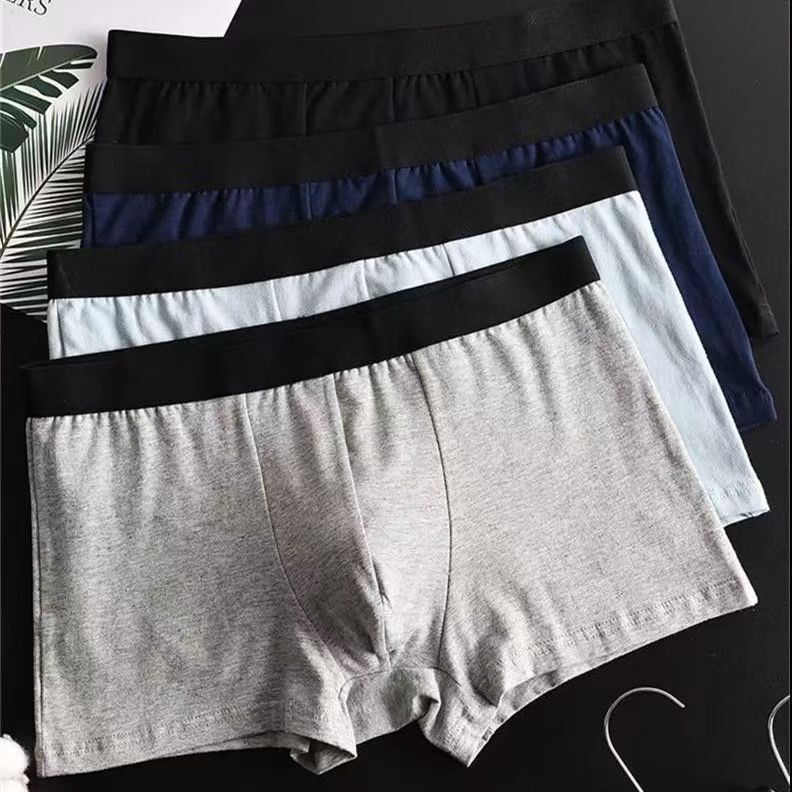Men's Solid Color Underwear, Antibacterial and Breathable Milk Silk Knitted Boxer Briefs, Large Size, Red for the Year of Birth