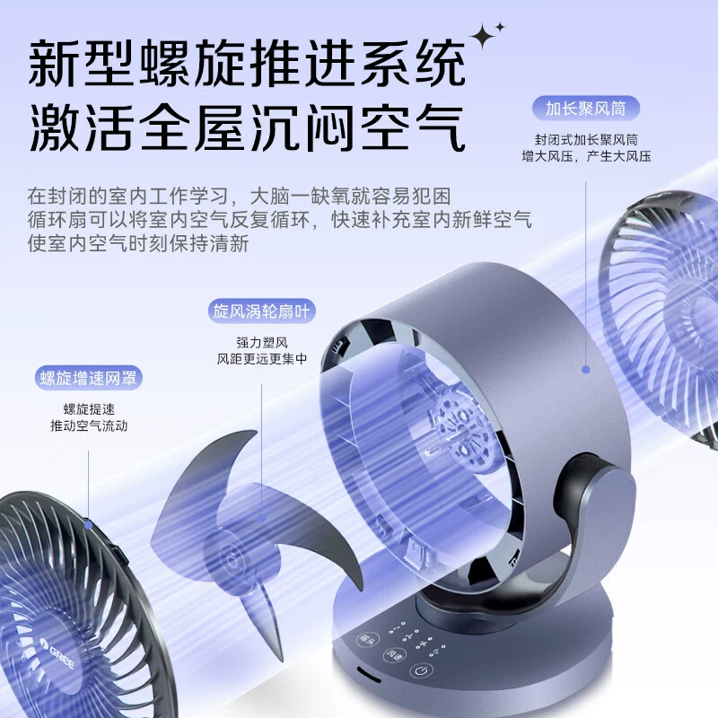 Gree air circulation fan 3-speed infrared remote control air supply FXT-1506Bg3 purification purification sterilization frequency converter